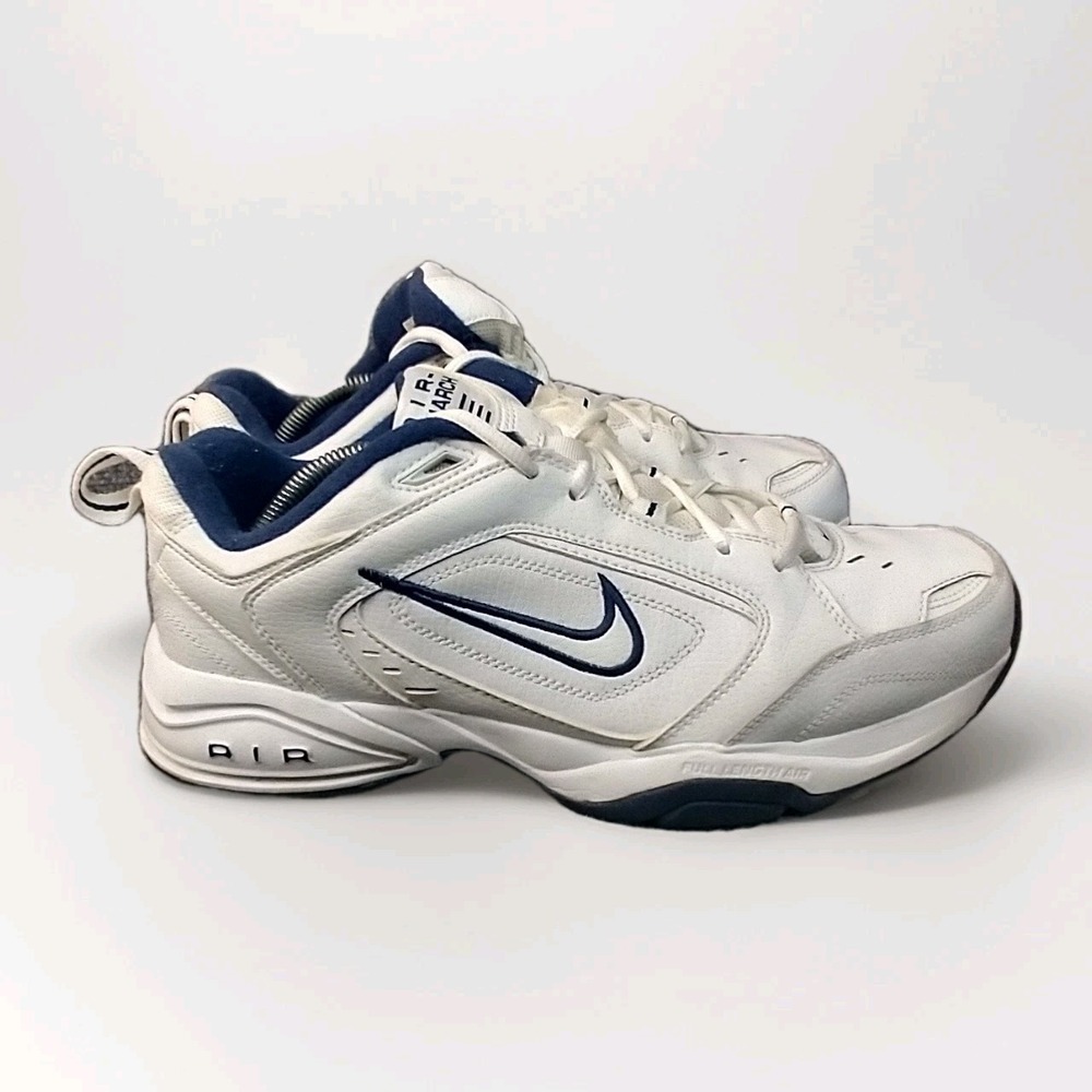 Nike Air Monarch II White Navy Blue Mens Training Shoes 312628-111 Size 11